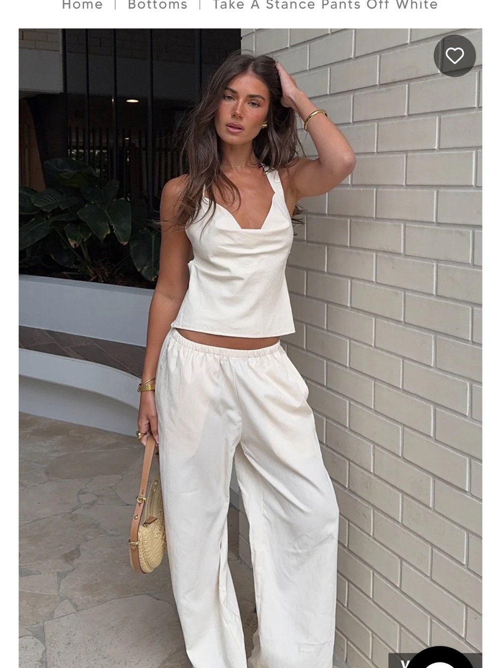 WhiteFox off-white linen flowy pants